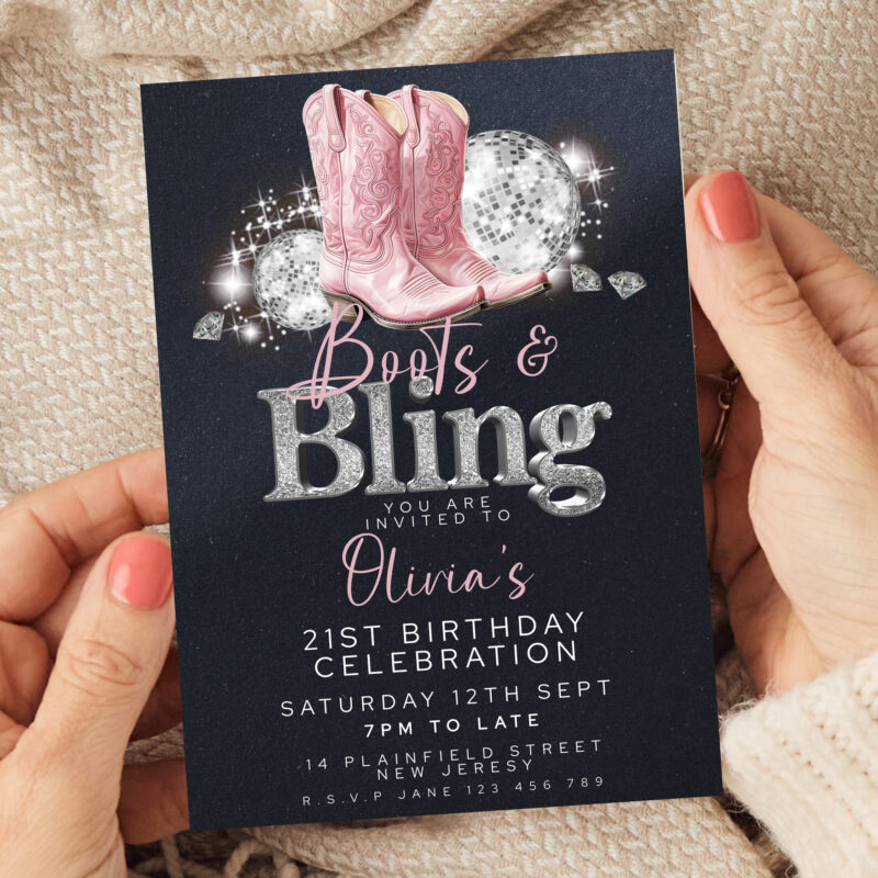 Boots and Bling Birthday Invitation 3