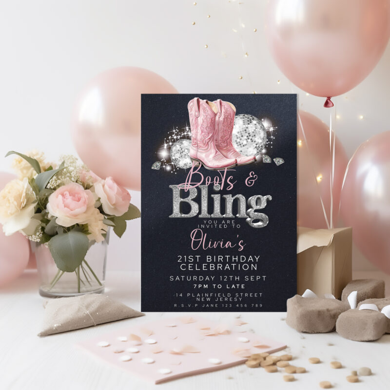 Boots and Bling Birthday Invitation 5