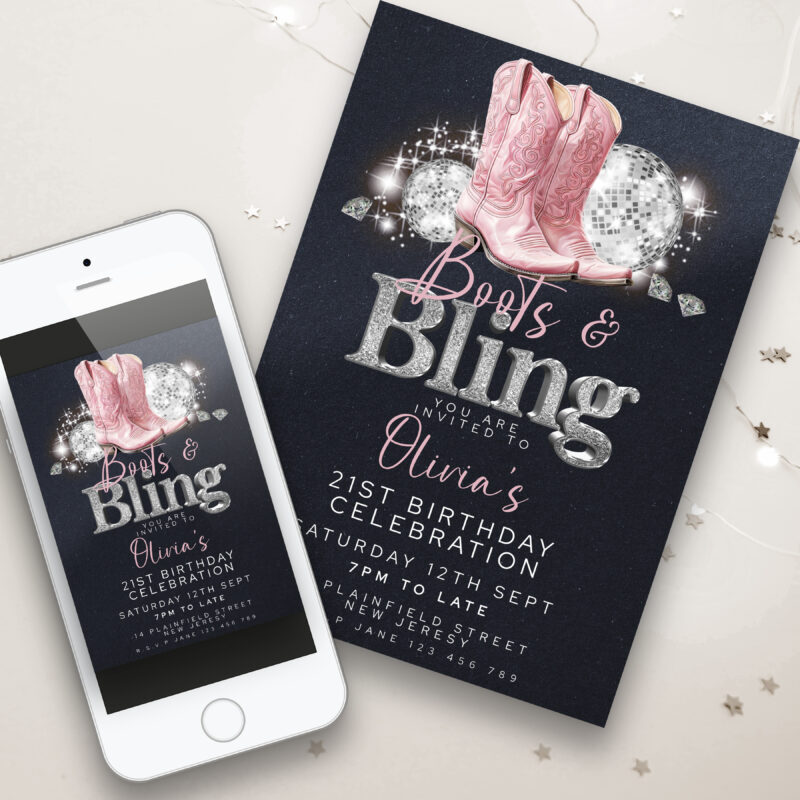 Boots and Bling Birthday Invitation 7