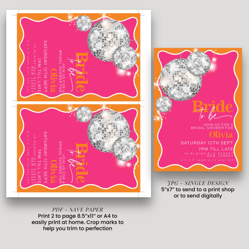 Disco Ball Bridal Shower Invitation 8