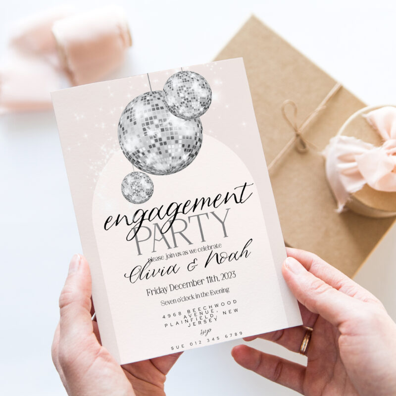 Disco Ball Engagement Invitation 2