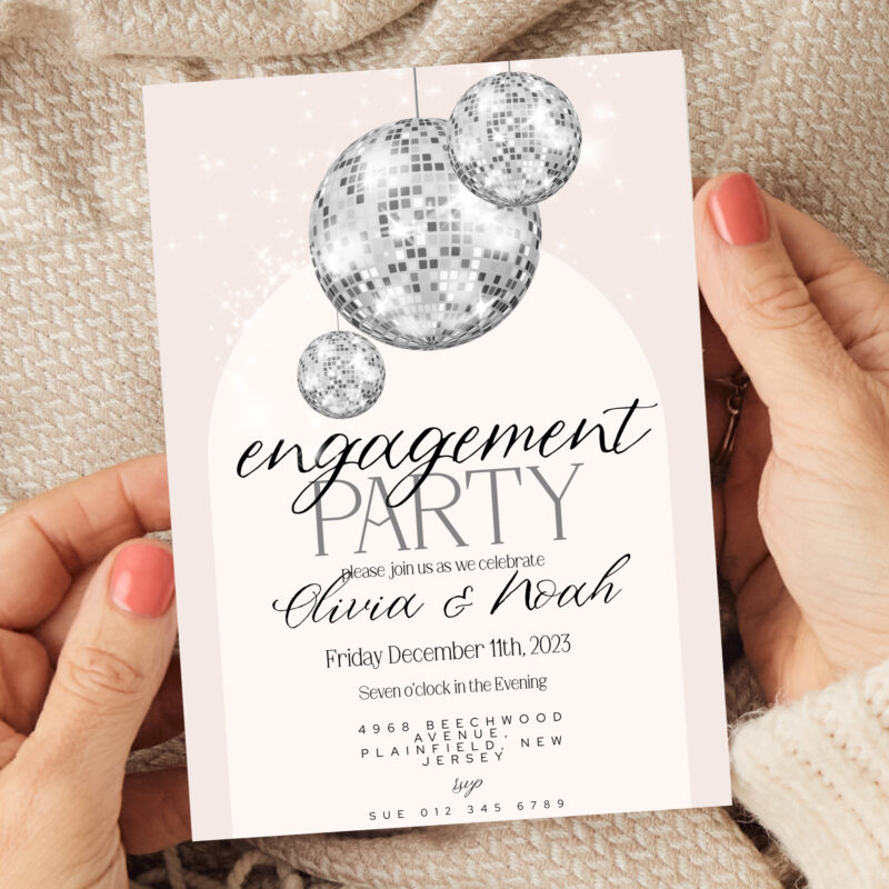 Disco Ball Engagement Invitation 3