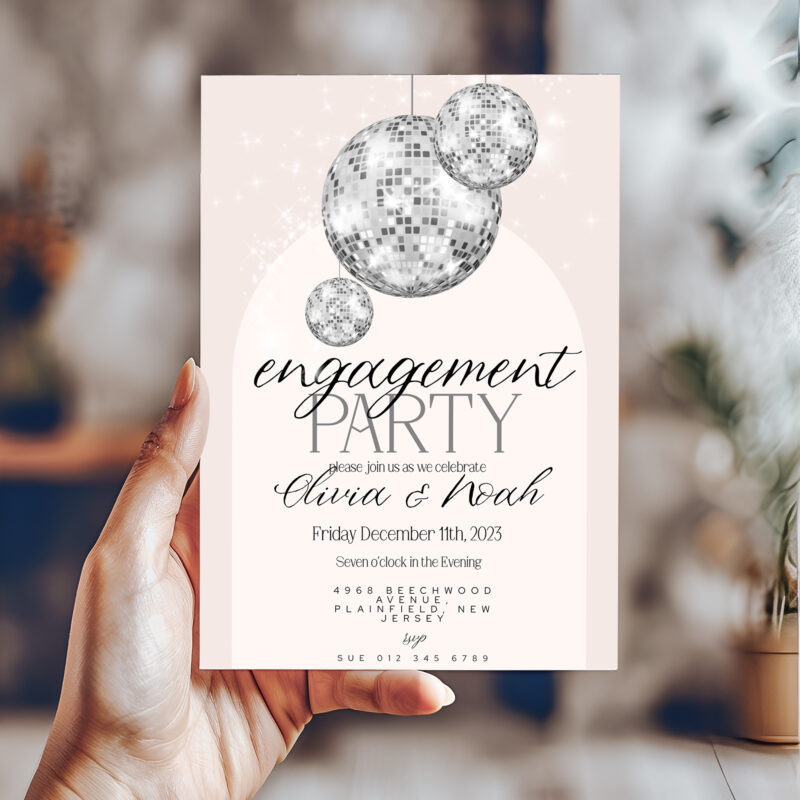 Disco Ball Engagement Invitation 6