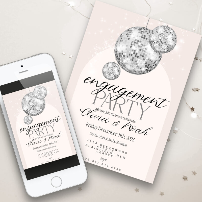 Disco Ball Engagement Invitation 7