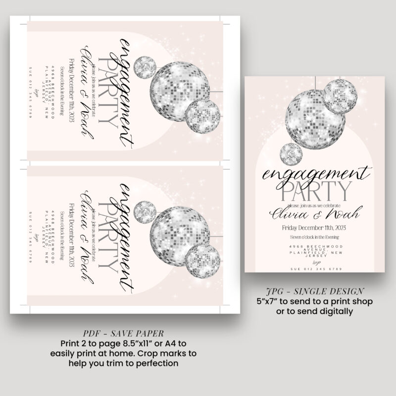 Disco Ball Engagement Invitation 8