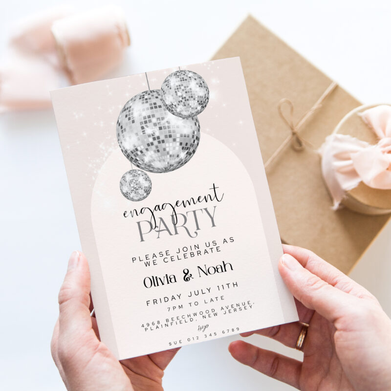 Glitter Ball Engagement Invitation 2