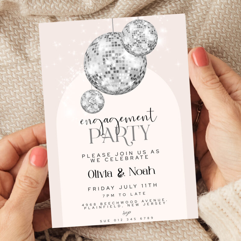 Glitter Ball Engagement Invitation 3