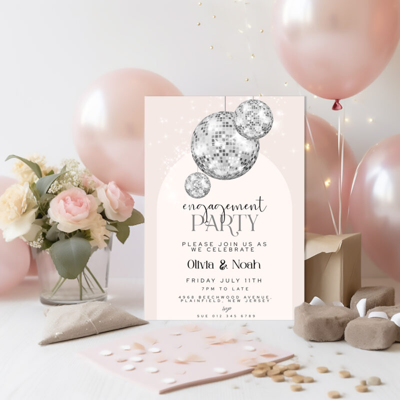 Glitter Ball Engagement Invitation 5