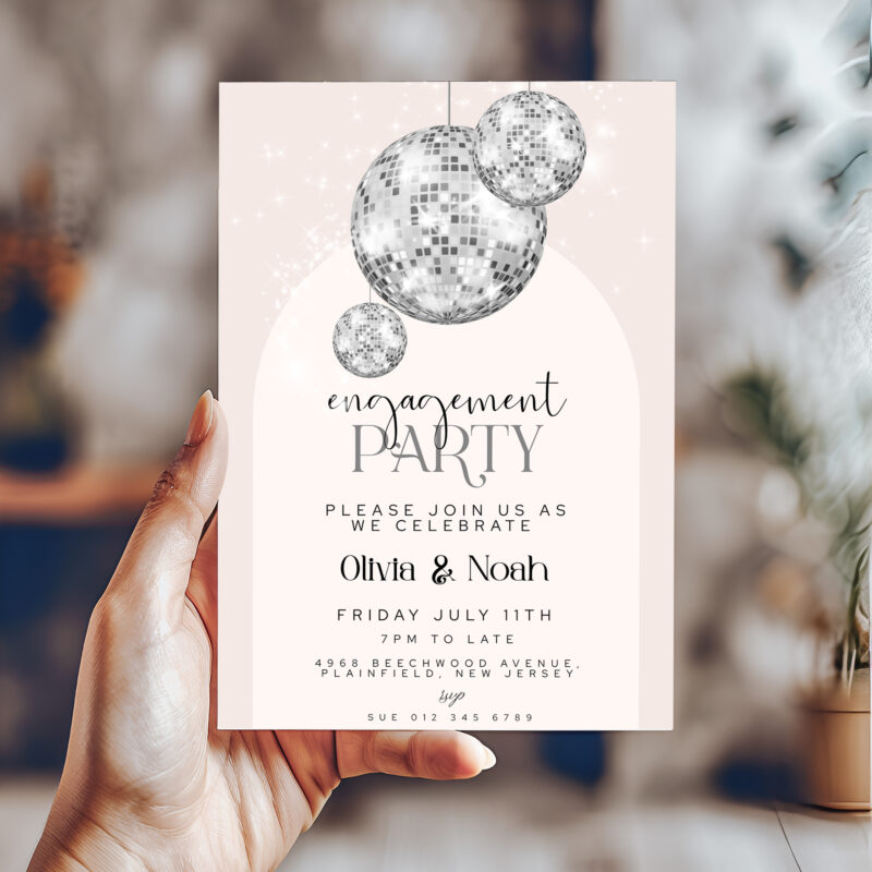 Glitter Ball Engagement Invitation 6