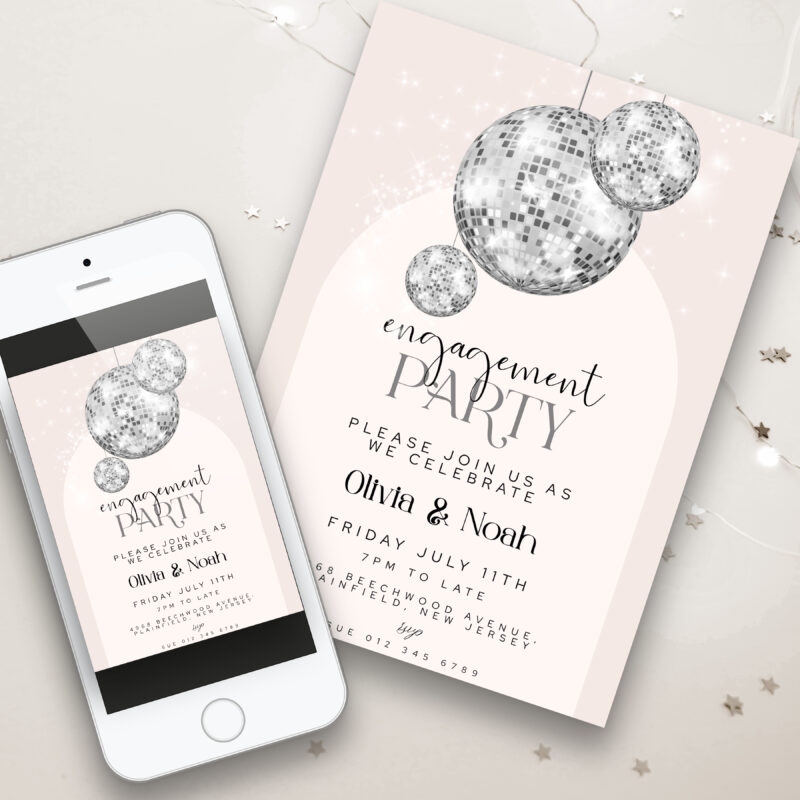 Glitter Ball Engagement Invitation 7