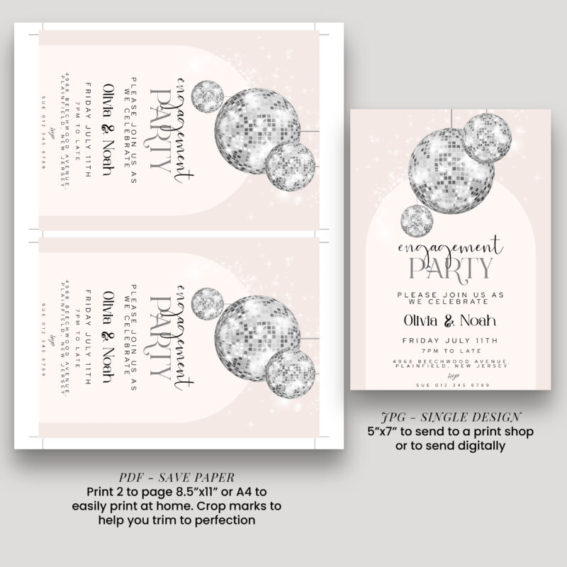 Glitter Ball Engagement Invitation 8