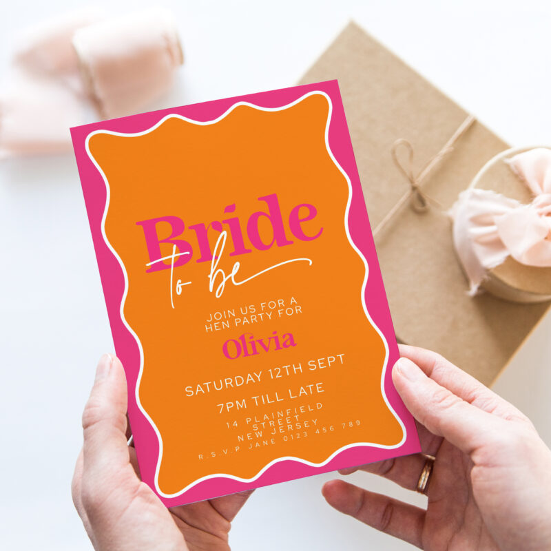 Pink Orange Bridal Shower Invitation 2