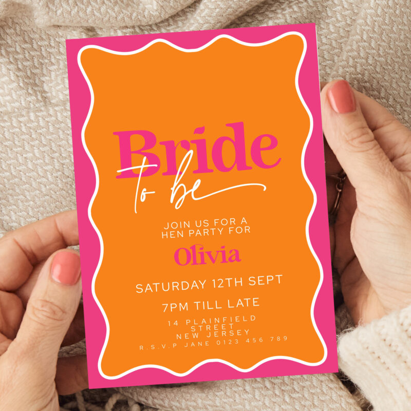 Pink Orange Bridal Shower Invitation 3