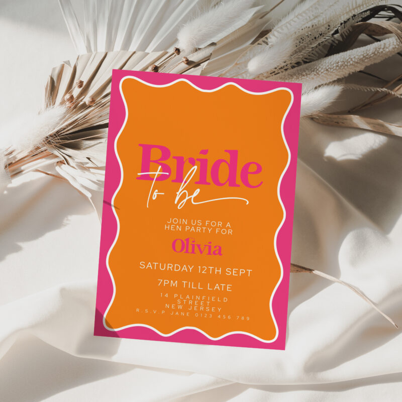 Pink Orange Bridal Shower Invitation 4