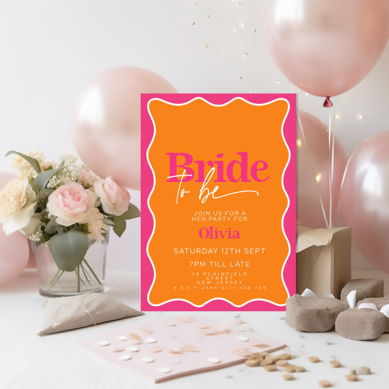 Pink Orange Bridal Shower Invitation 5