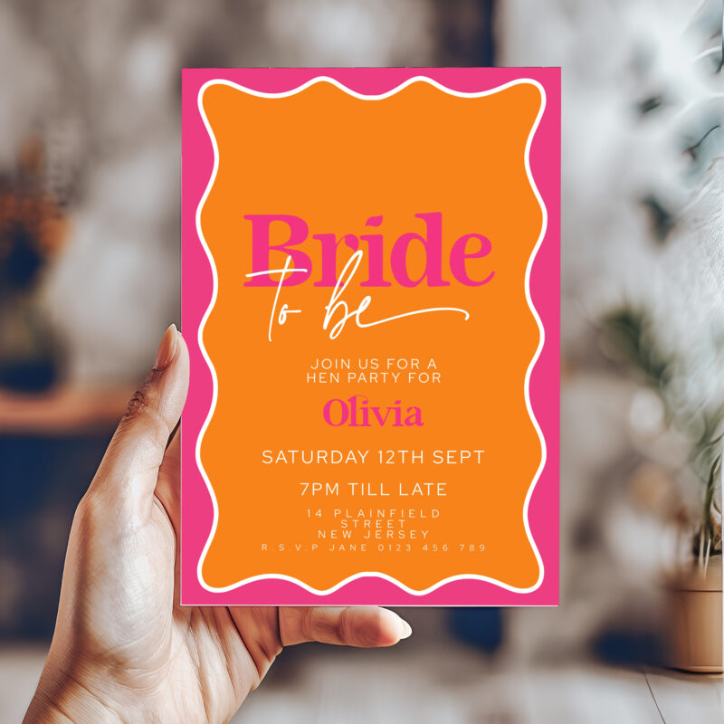 Pink Orange Bridal Shower Invitation 6