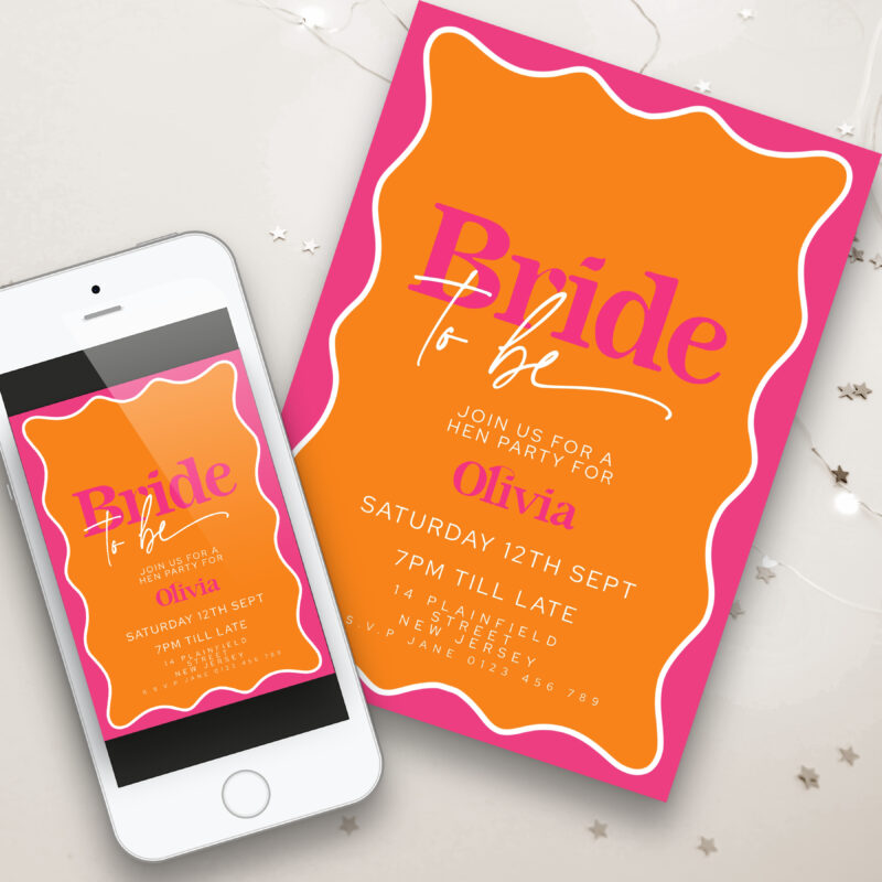 Pink Orange Bridal Shower Invitation 7